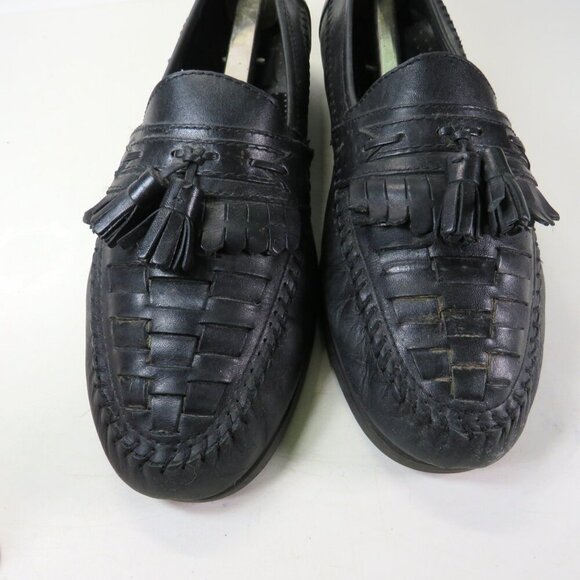 Stafford Other - VTG Men's Stafford Leather Navy Shoes 9M(D) Slip-on Loafer Tassels Woven design